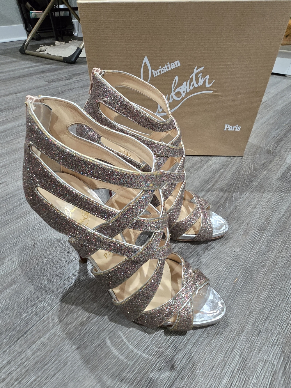 Louboutin Balota Glitter Sandal Heels- 39.5
